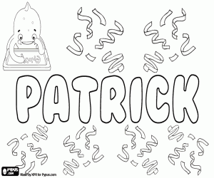 desenho de Patrick, nome em vários idiomas para colorir