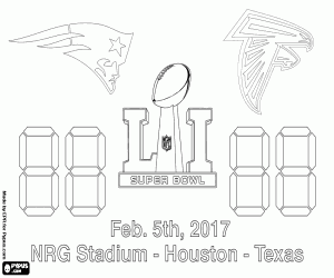 desenho de Patriots vs Falcons, Super Bowl 2017 para colorir