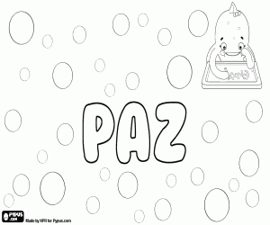 desenho de Paz, nome em espanhol para colorir