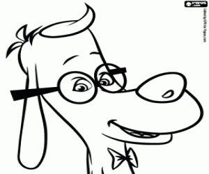 desenho de Peabody, o cão, o inventor para colorir