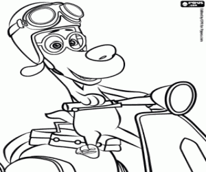 desenho de Peabody em sua motocicleta para colorir