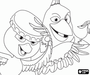 desenho de Pedro e Nico, dois amigos de Blu para colorir