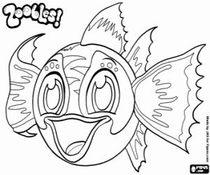 desenho de Peixe, Zoobles de Seagonia para colorir