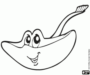 desenho de Um peixes cartilaginosos, uma raia para colorir