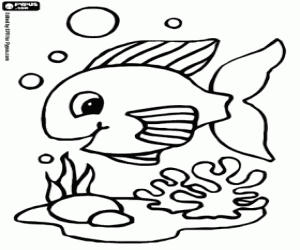desenho de Um peixinho no fundo do mar para colorir