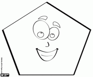 desenho de Pentágono com rosto para colorir