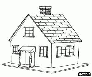 desenho de Uma pequena casa comalpendre de entrada para colorir
