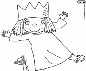 desenho de Pequena princesa e ursinho de pelúcia para colorir