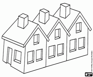 desenho de Pequenas casas com chaminés para colorir
