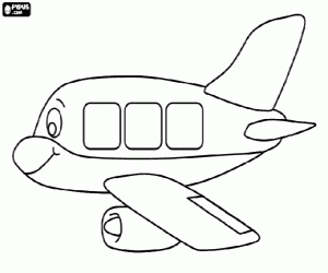 desenho de Pequeno avião com rosto para colorir