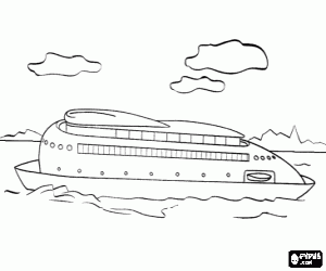 desenho de Pequeno cruzeiro. Navio de Passageiros para colorir