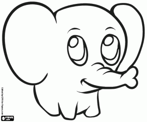 desenho de Um pequeno elefante com orelhas grandes para colorir