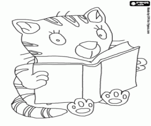 desenho de O pequeno gato Puss e o livro para colorir