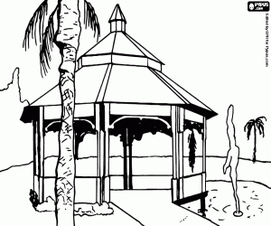 desenho de Um pequeno Pavilhão no parque para colorir