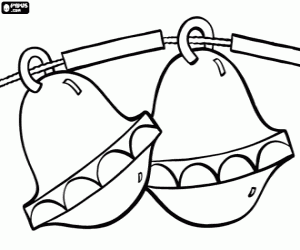 desenho de Dois pequenos sinos de Natal para colorir