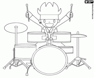 desenho de Um percussionista de música rock para colorir