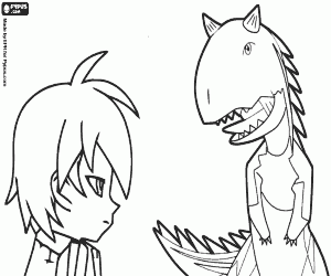 desenho de Perfil de Rex e Ace, Dinossauro Rei para colorir