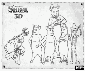 desenho de Personagens de contos em Shrek 4 para colorir