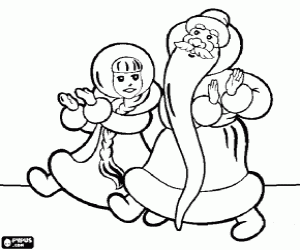 desenho de Dois personagens do Natal russo para colorir