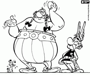 desenho de Personagens famosos Asterix e Obelix para colorir