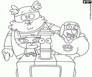 desenho de Os Pet Squad e o robô para colorir