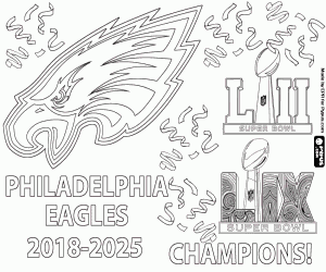 desenho de Philadelphia Eagles, Super Bowl 2025 para colorir
