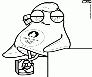 desenho de Phryge olímpico, mascote de Paris 2024 para colorir