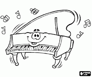 desenho de Um piano de cauda feliz para colorir