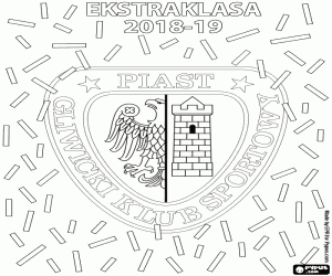 desenho de Piast Gliwice, campeão 2018-2019 para colorir