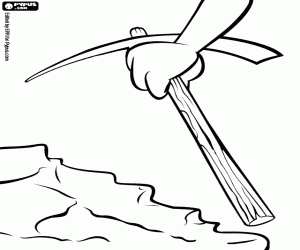 desenho de Uma picareta na mão para cavar para colorir