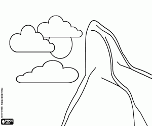 desenho de Um pico muito elevado com nuvens para colorir