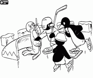 desenho de Pingu e o hóquei no gelo para colorir