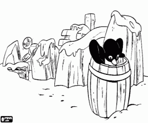 desenho de Pingu, Robby e os blocos de gelo para colorir