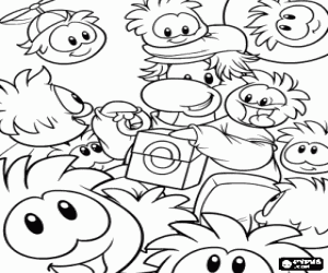 desenho de Um pinguim com puffles para colorir