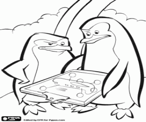 desenho de Pinguins de Madagascar e avião para colorir