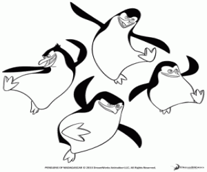 desenho de Os pinguins de Madagascar dançando para colorir