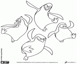 desenho de Os pinguins de Madagascar pulando para colorir