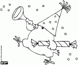 desenho de O pintinho e o ano novo para colorir