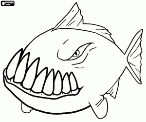desenho de Uma piranha com dentes grandes para colorir