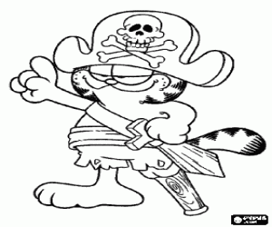 desenho de O pirata Garfield para colorir