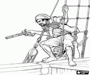 desenho de Os piratas prontos para o ataque para colorir