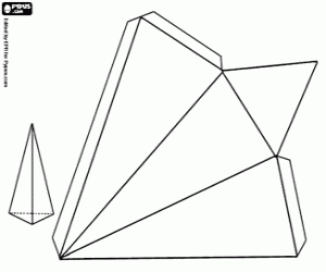 desenho de Uma pirâmide com base triangular para colorir
