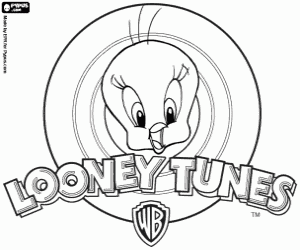 desenho de Piu-Piu e o logo do Looney Tunes para colorir