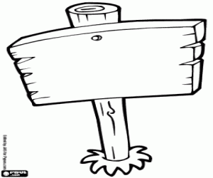 desenho de Uma placa de madeira para colorir