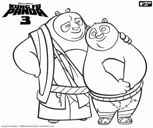 desenho de Po e Li Shan, Kung Fu Panda 3 para colorir