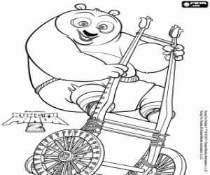 desenho de Po, o panda sobre rodas para colorir