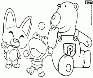 desenho de Poby, Eddy e os malabarismos de Crong para colorir