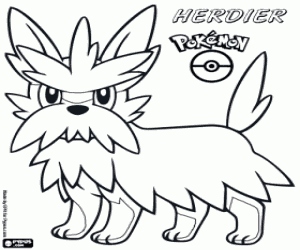 desenho de Um Pokemon cão  Herdier para colorir