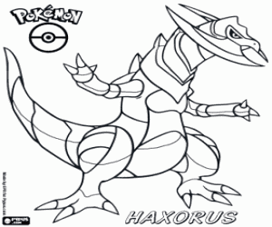 desenho de Um Pokemon dragão, Haxorus para colorir