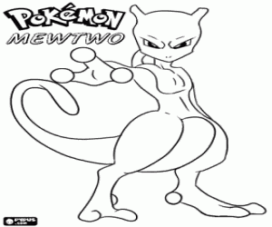 desenho de O pokemon felino Mewto para colorir
